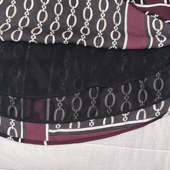 Ann Taylor SP Burgundy Black Ivory White Chainlink Sleeveless Shell Tie Blouse - Picture 12 of 13